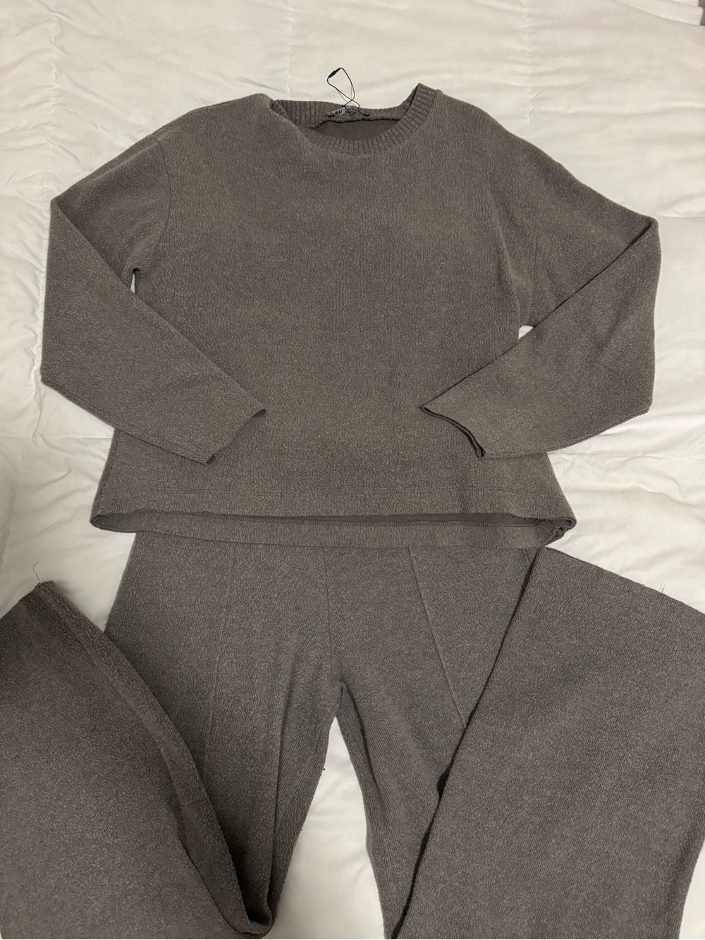 Zara Soft Sweater & Straight Leg Pants Grey - Size Small